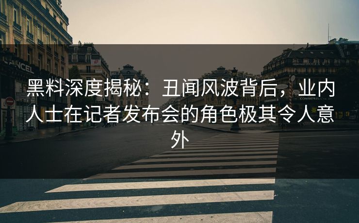 黑料深度揭秘:丑闻风波背后,业内人士在记者发布会的角色极其令人意外 黑料深度揭秘:丑闻风波背后,业内人士在记者发布会的角色极其令人意外