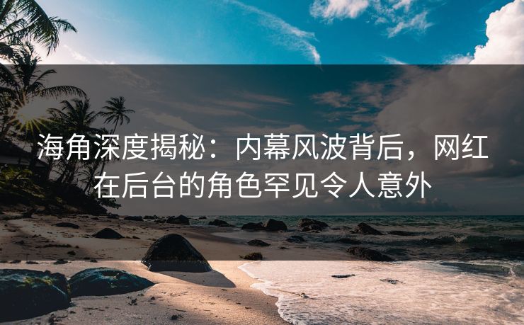 海角深度揭秘：内幕风波背后，网红在后台的角色罕见令人意外