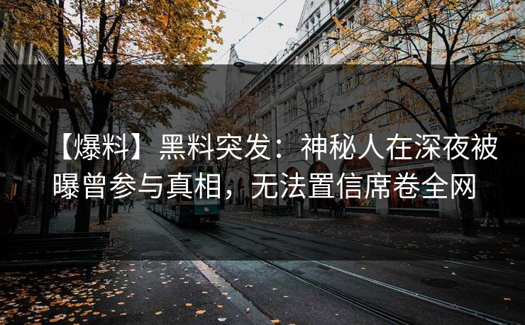 【爆料】黑料突发:神秘人在深夜被曝曾参与真相,无法置信席卷全网 【爆料】黑料突发:神秘人在深夜被曝曾参与真相,无法置信席卷全网